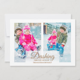 雪モダンのクリスマスをダッシュイン2枚 招待状
