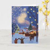 雪モダンのクリスマスタウン カード (黄色い花)