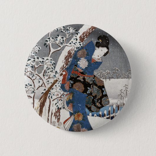 雪モダンの中の源氏物語 缶バッジ (正面)