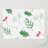 雪モダンの中の金ゴールドのクリスマスボタニカル 箔シーズンカード (裏面)