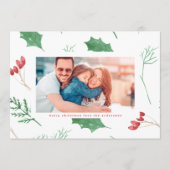 雪モダンの写真のクリスマスの植物 シーズンカード (正面)