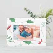 雪モダンの写真のクリスマスの植物 シーズンカード (スタンド正面)