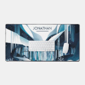 雪モダンの多い冬の風景 デスクマット (キーボード&マウス)