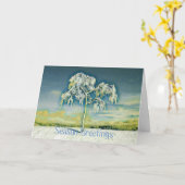 雪モダンの木の色 カード (黄色い花)