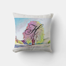 雪モダンの木の色 クッション