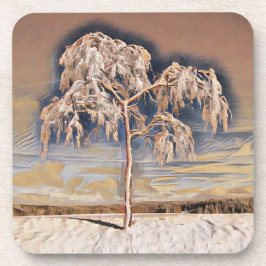 雪モダンの木の色 コースター