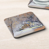 雪モダンの木の色 コースター (左側)