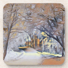 雪モダンの木の色 コースター