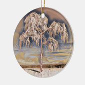 雪モダンの木の色 セラミックオーナメント (左)