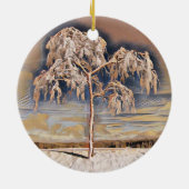 雪モダンの木の色 セラミックオーナメント (裏面)