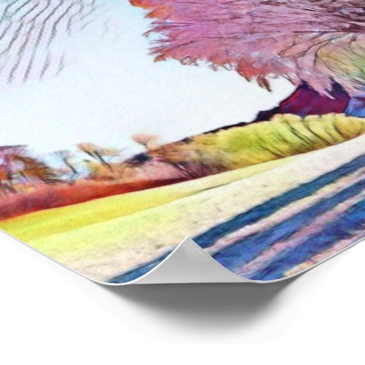 雪モダンの木の色 ポスター (角)