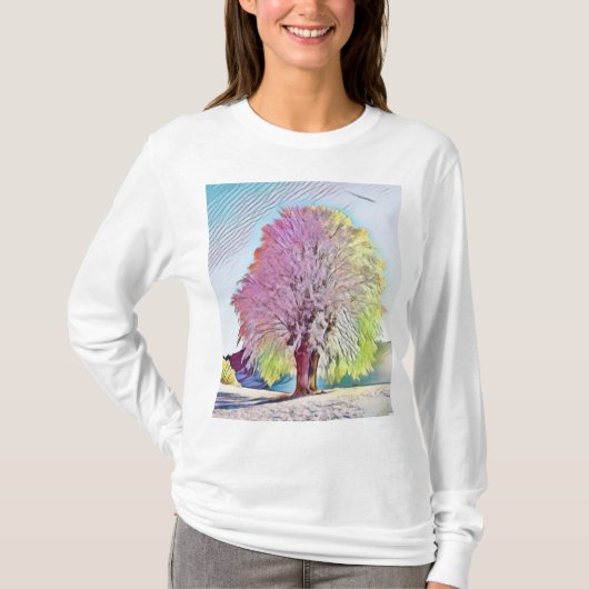 雪モダンの木の色 Tシャツ (正面)