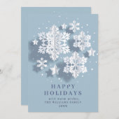 雪モダンエレガントのクリスマス シーズンカード (正面/裏面)