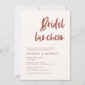 雪モダンエレガントピンクブライダル昼食会 招待状 (正面)