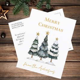 雪モダンエレガント松クリスマス シーズンポストカード