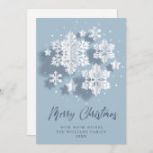 雪モダンエレガント片のクリスマスグリーティング シーズンカード (正面/裏面)