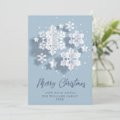 雪モダンエレガント片のクリスマスグリーティング シーズンカード (スタンド正面)