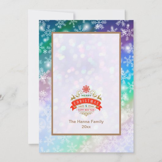 雪モダンカラフル片の冬のクリスマスパーティー 招待状 (裏面)