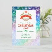 雪モダンカラフル片の冬のクリスマスパーティー 招待状 (スタンド正面)