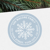 雪モダンミニマル片ほこりっぽい青差出人住所 ラウンドシール