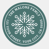 雪モダンミニマル片パイングリーン差出人住所 ラウンドシール (正面)