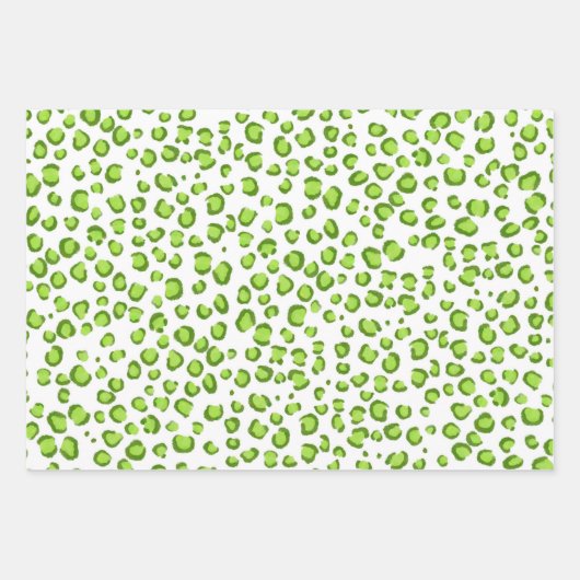 雪モダンレオパードグリーンアニマルプリントシックなギフト ラッピングペーパーシート (正面2)