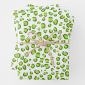 雪モダンレオパードグリーンアニマルプリントシックなギフト ラッピングペーパーシート (インサイチュ)