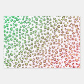 雪モダンレオパード赤ピンクグリーンアニマルプリント ラッピングペーパーシート (正面)