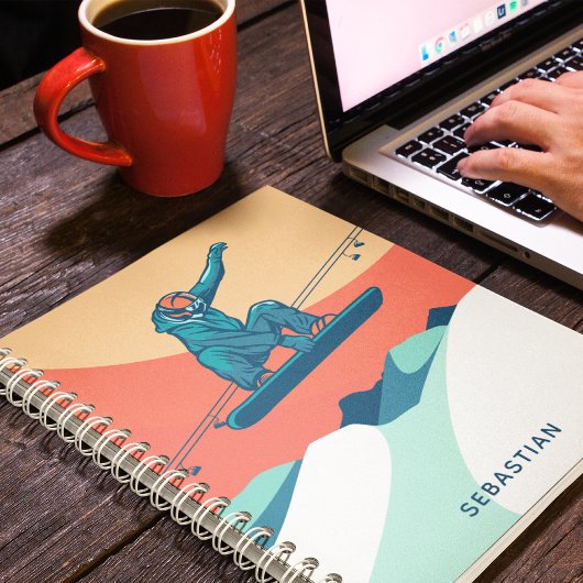 雪モダン乗冬の名パーソナライズされた前 ノートブック