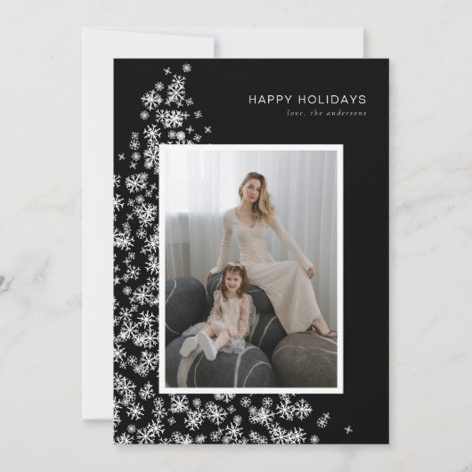 雪モダン片で作ったクリスマスツリー シーズンカード (正面)