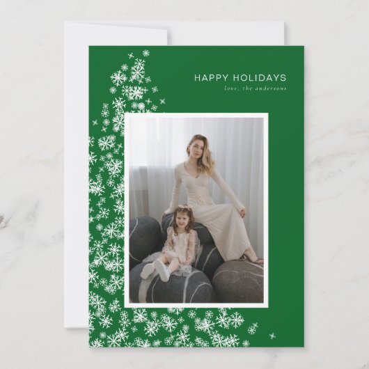 雪モダン片で作ったクリスマスツリー シーズンカード (正面)