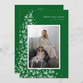 雪モダン片で作ったクリスマスツリー シーズンカード (正面/裏面)