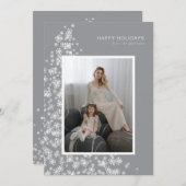 雪モダン片で作ったクリスマスツリー シーズンカード (正面/裏面)