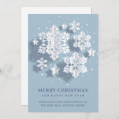 雪モダン片のクリスマスの企業の挨拶 シーズンカード (正面/裏面)