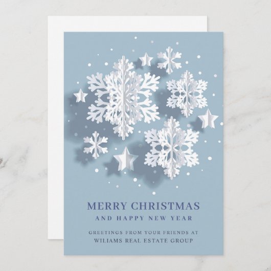 雪モダン片のクリスマスの企業の挨拶 シーズンカード (正面/裏面)