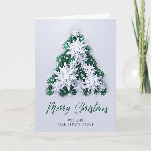 雪モダン片のクリスマスの企業の挨拶 シーズンカード (正面)