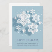 雪モダン片のクリスマスの企業の挨拶 シーズンカード (正面/裏面)