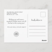 雪モダン片のクリスマスの企業の挨拶 ポストカード (裏面)