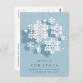 雪モダン片のクリスマス企業の挨拶 ポストカード (正面/裏面)
