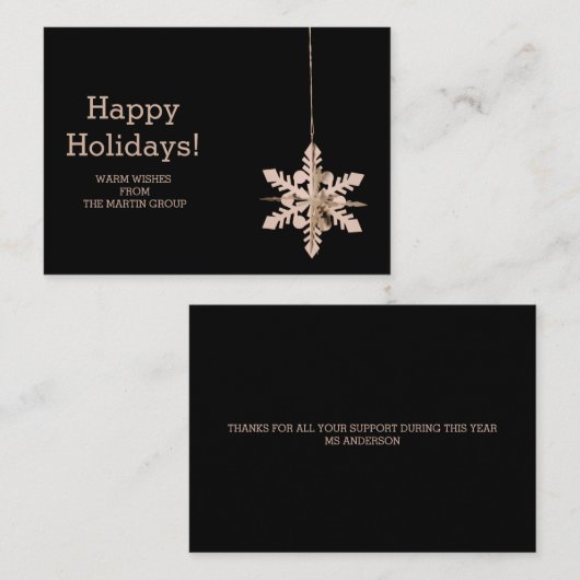 雪モダン片の企業の季節の挨拶 ノートカード (正面/裏面)