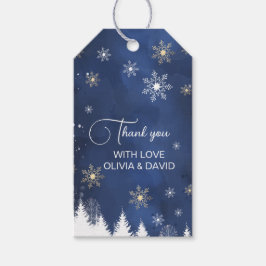 雪モダン片の冬の海軍と金ゴールド ギフトタグ