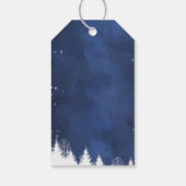 雪モダン片の冬の海軍と金ゴールド ギフトタグ (裏面)
