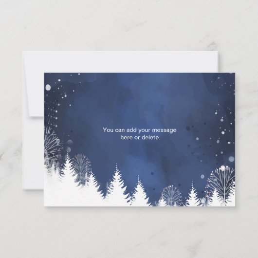 雪モダン片の冬の海軍と金ゴールド サンキューカード (裏面)