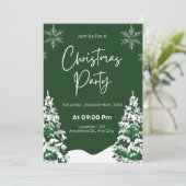 雪モダン片の松の緑の冬クリスマス 招待状 (スタンド正面)