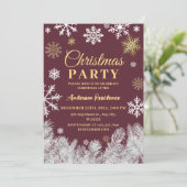 雪モダン片の松の赤い冬のクリスマスパーティー 招待状 (スタンド正面)