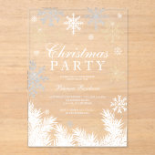 雪モダン片の松クリアウター冬のクリスマスパーティー アクリル招待状 (正面)