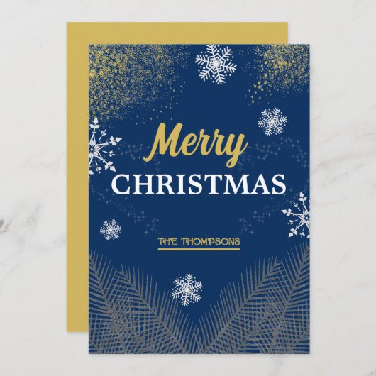 雪モダン片の松冬のクリスマス シーズンカード (正面/裏面)