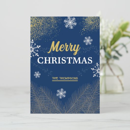 雪モダン片の松冬のクリスマス シーズンカード (スタンド正面)