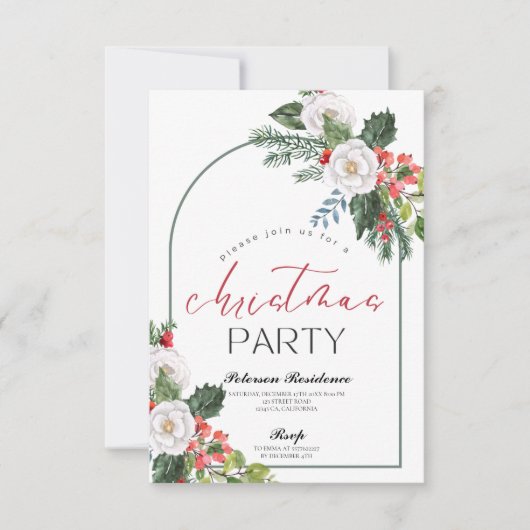 雪モダン片の松海軍の冬のクリスマスパーティー 招待状 (正面)