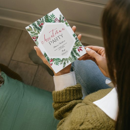 雪モダン片の松海軍の冬のクリスマスパーティー 招待状